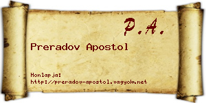 Preradov Apostol névjegykártya
